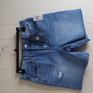 Numero Tulum High Rise Relaxed Mid Thigh Shorts Vintage Blue 27